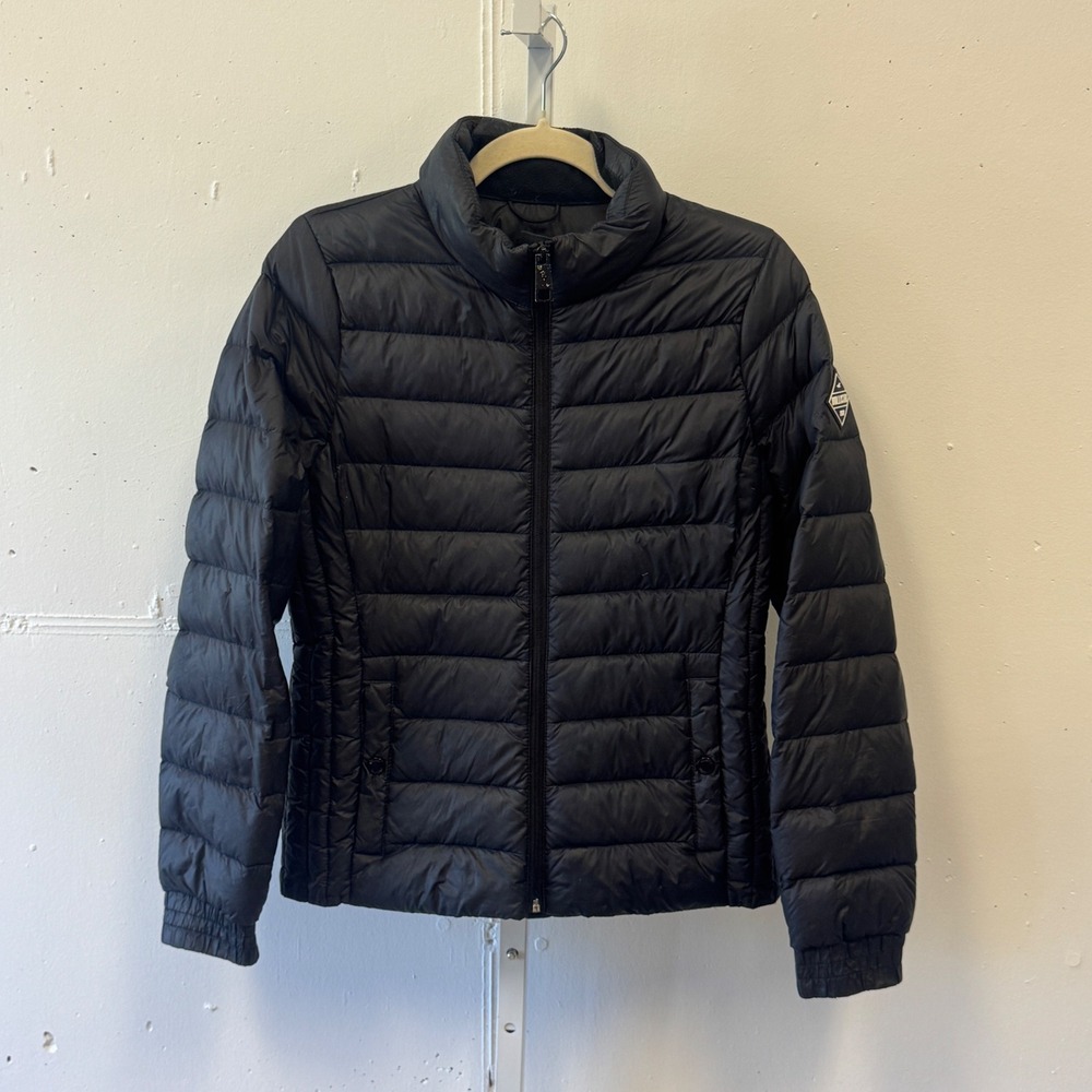 Hollister Ultimate Down Puffer Jacket Womens Medium Black Quilted Full Zip Coat